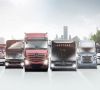 Daimler Trucks, die nebeneinander stehen