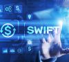 SWIFT internationales Zahlungssystem auf einem virtuellem Bildschirm