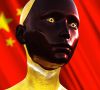 Roboter-KI vor China-Flagge