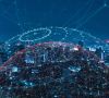 Digitales Netz über einer Großstadt